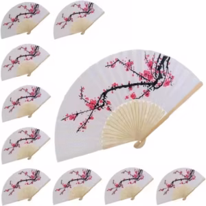 Lot de 10 éventails motif fleurs de cerisier — cadeaux invités mariage