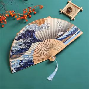 Éventail motif vague de Kanagawa — sensu pliant grand format